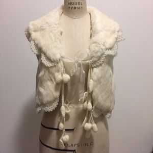 Authentic rabbit fur with crochet vest